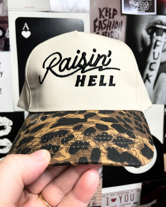 Raisin hell Leopard embroidered hat