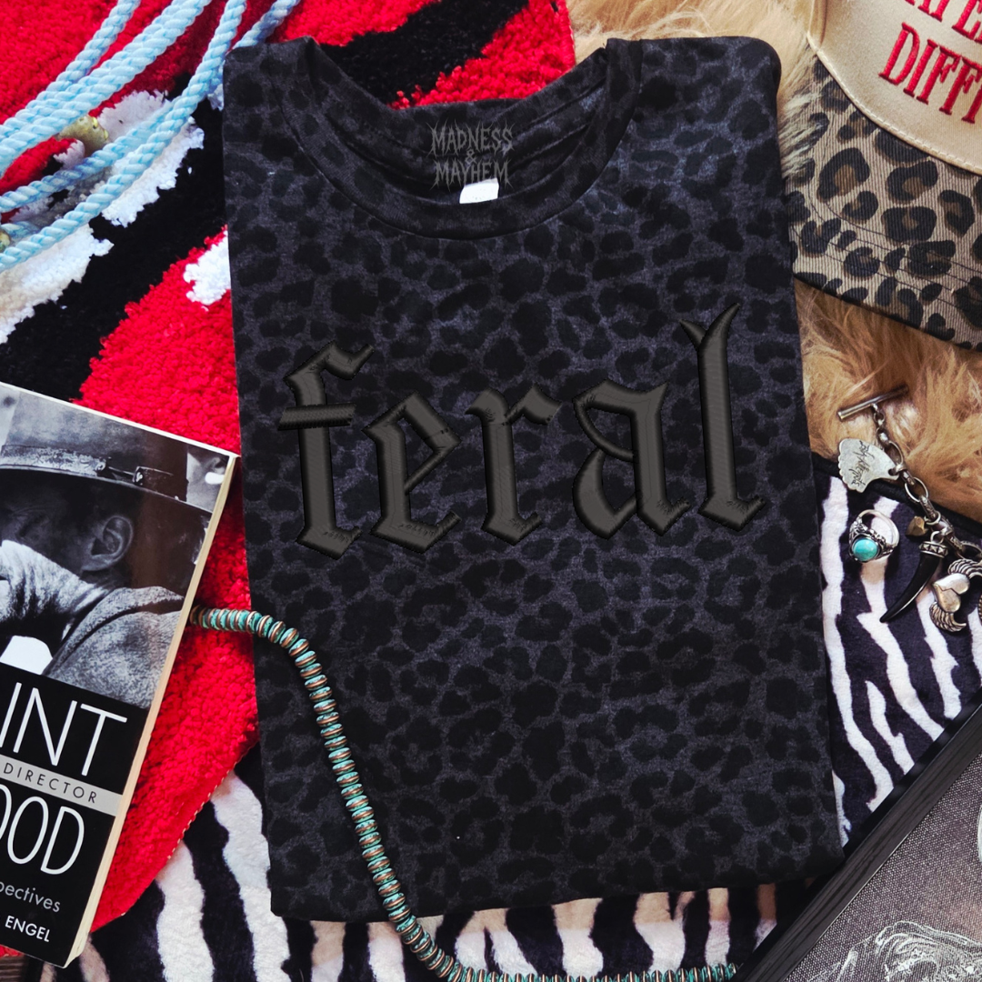 Feral embroidered leopard print T-shirt
