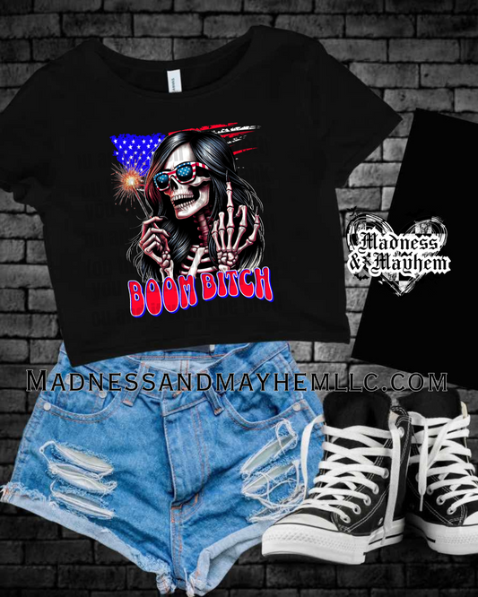 Boom Bitch 4th of July Cropped Tee