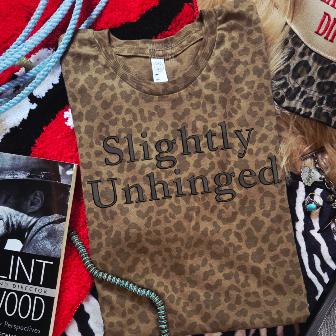 Slightly unhinged embroidered leopard print T-shirt