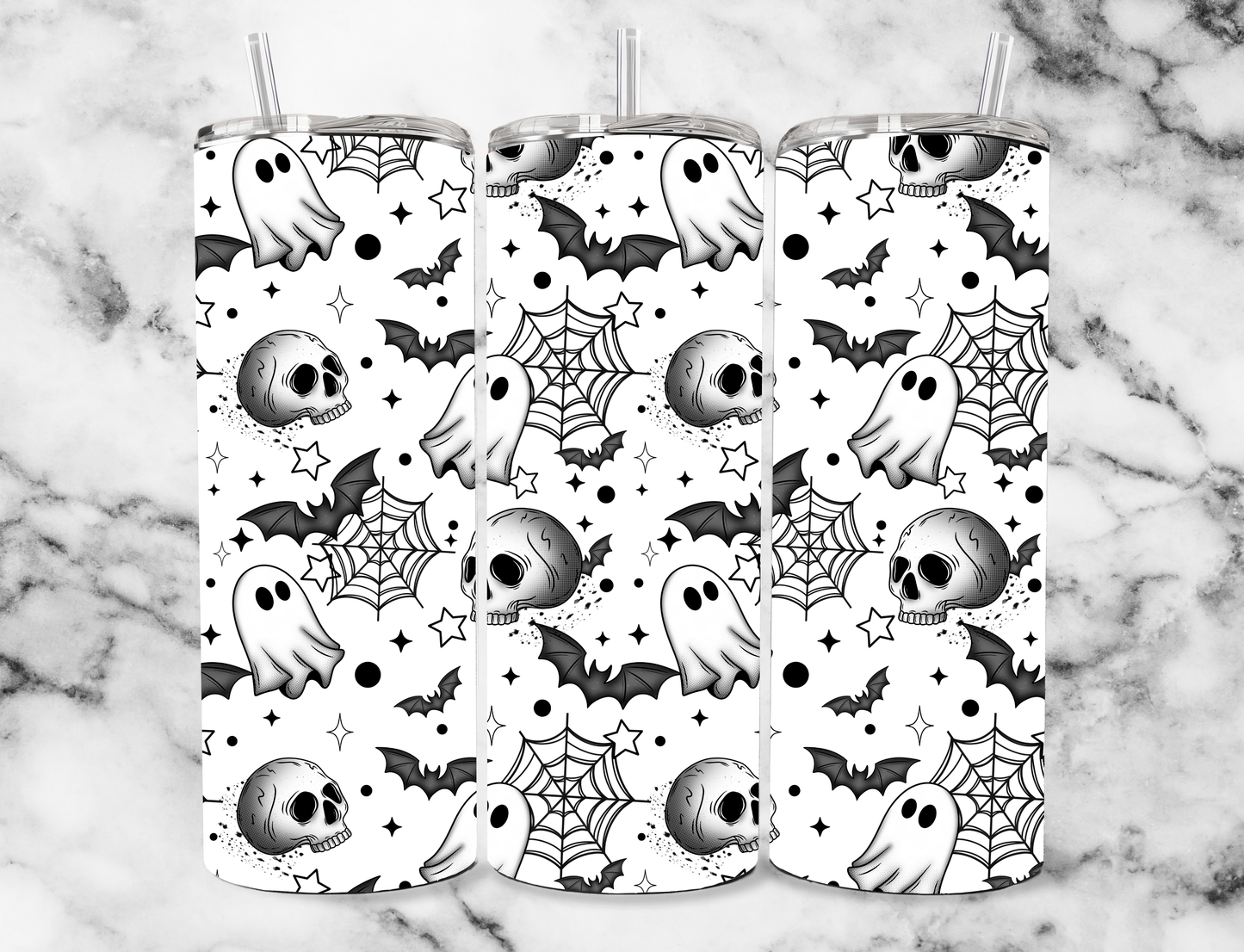 White spooky season seamless 20z Tumbler Wrap (sublimation transfer)