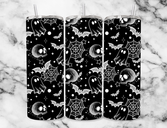 Black spooky season seamless 20z Tumbler Wrap (sublimation transfer)