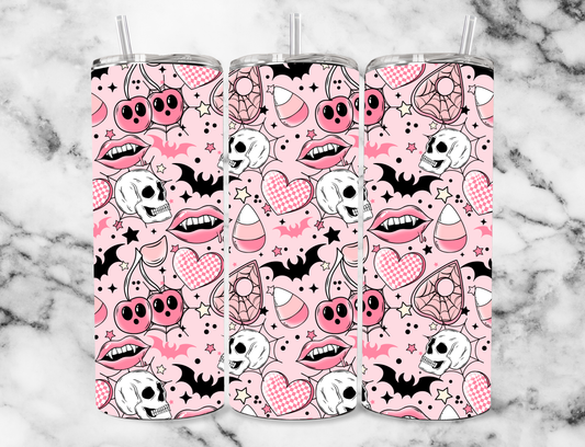 Pink spooky seamless 20z Tumbler Wrap (sublimation transfer)