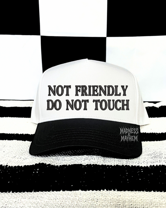 Not friendly embroidered hat (black/white)
