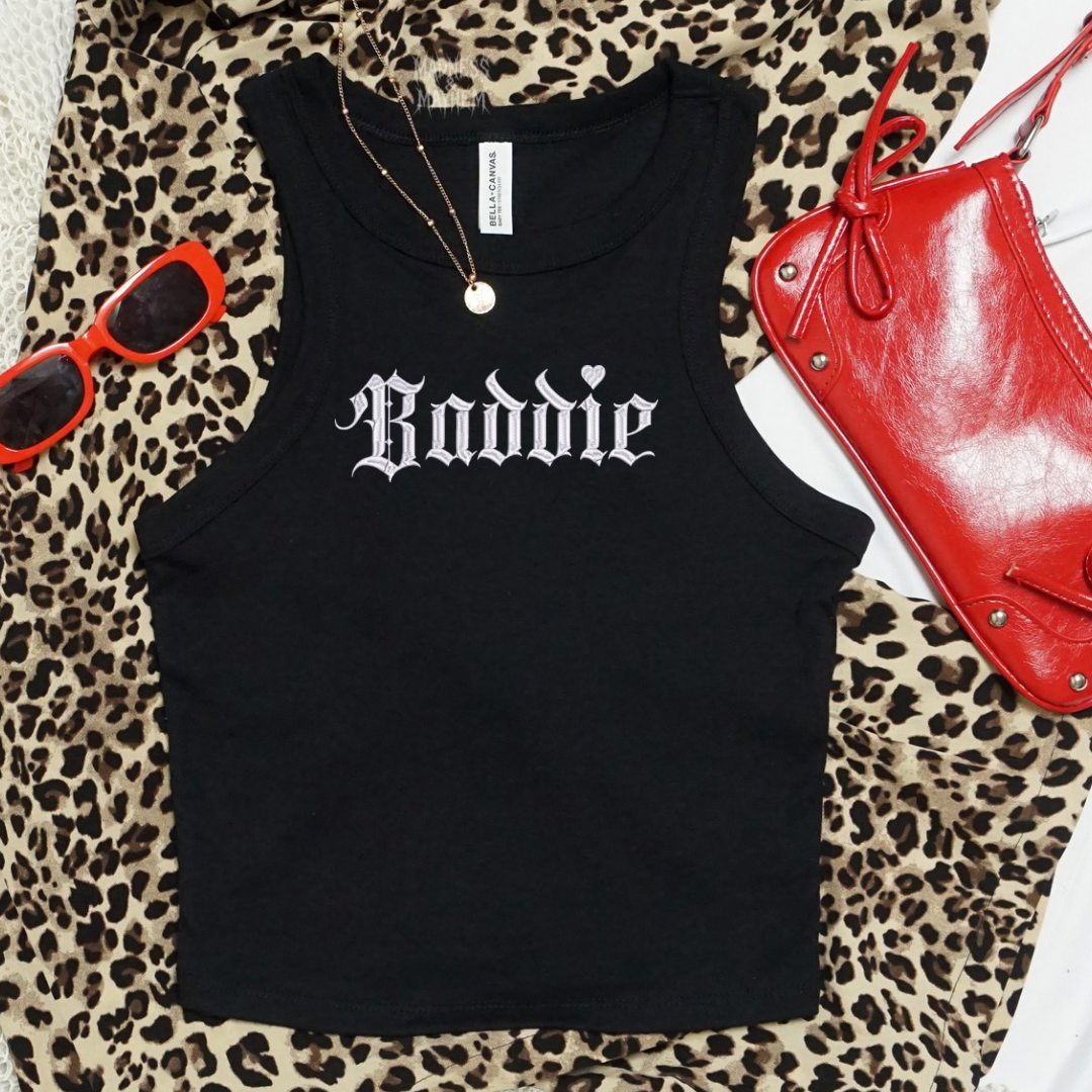 Baddie embroidered cropped tank