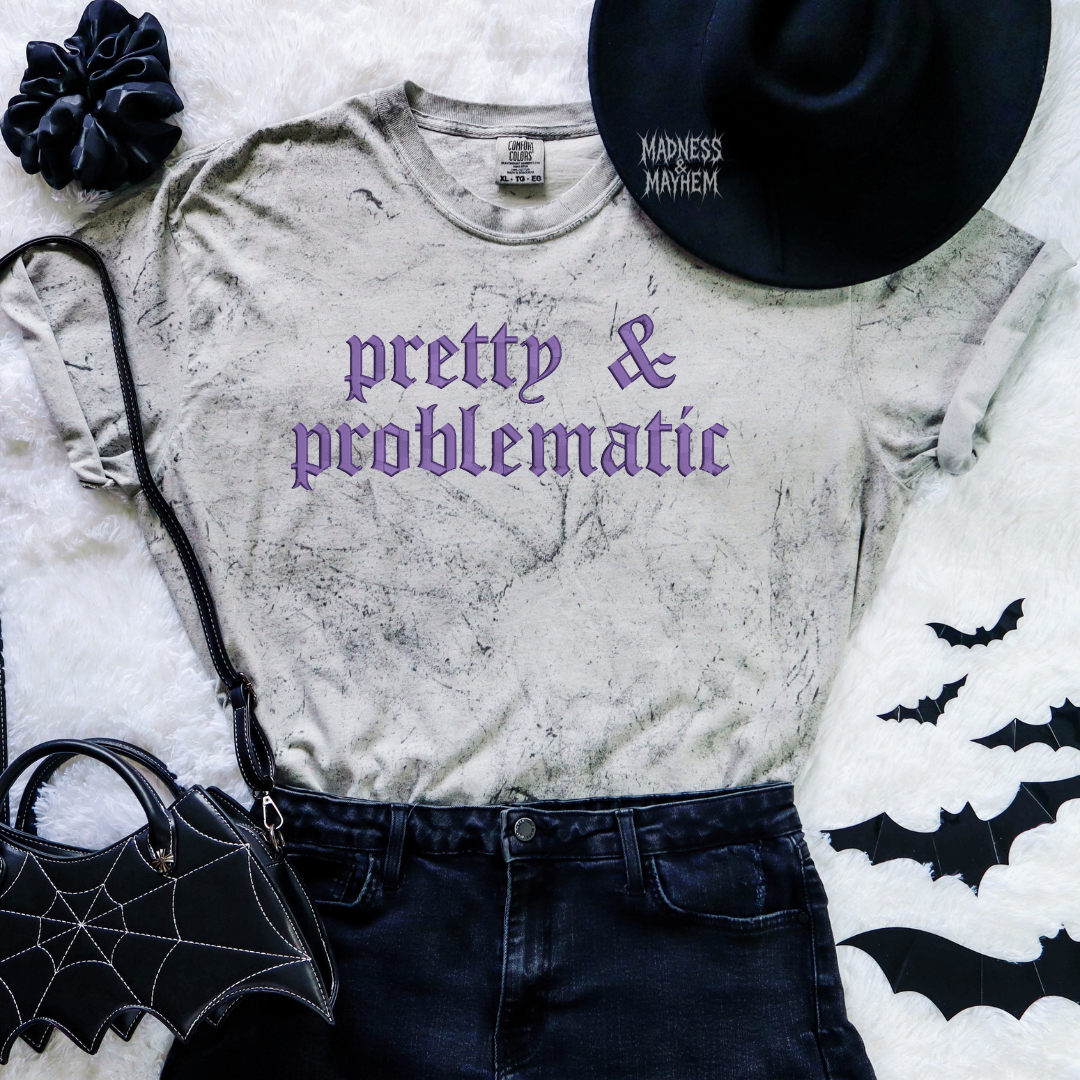 PRETTY & problematic embroidered color blast tshirt