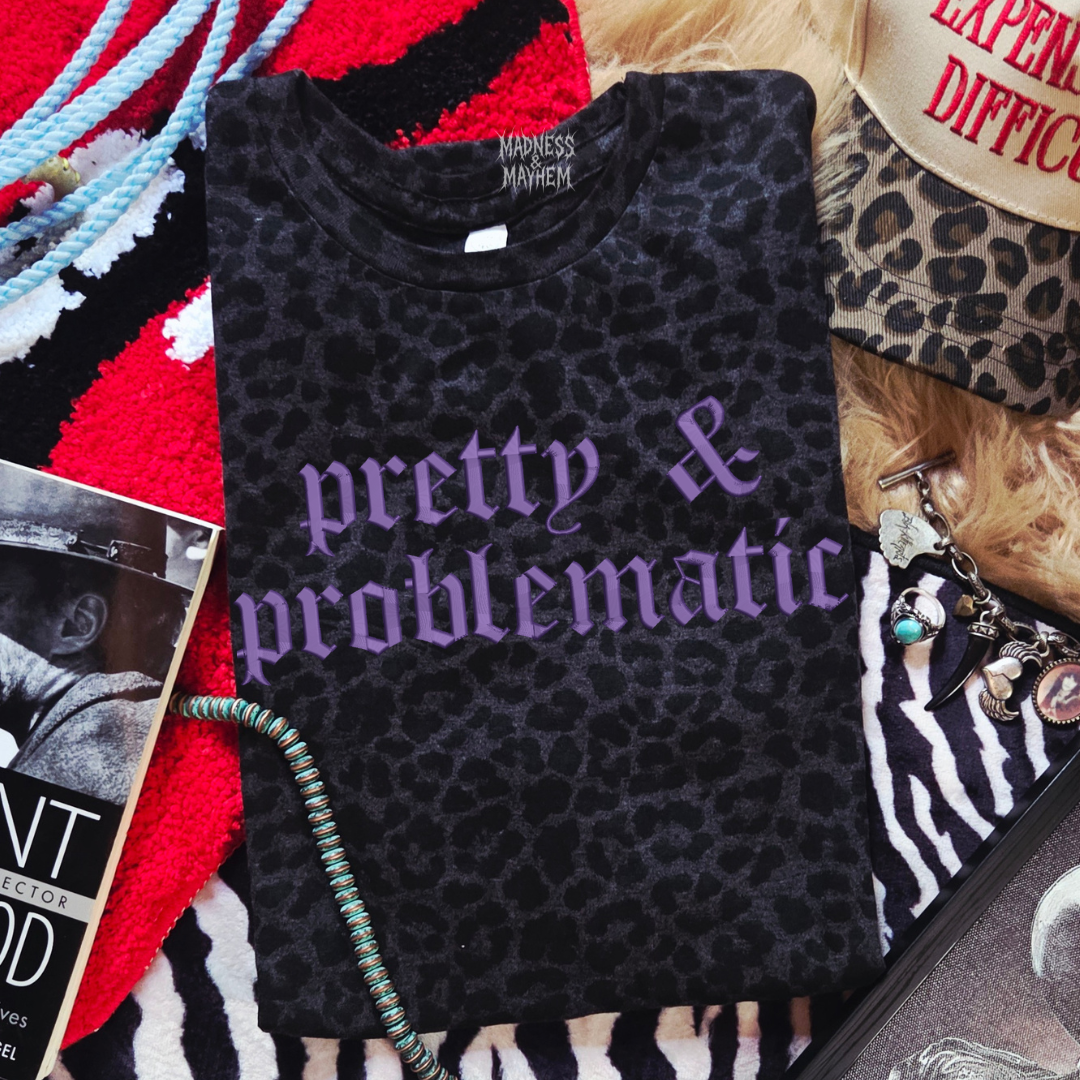 PRETTY & problematic embroidered leopard print T-shirt