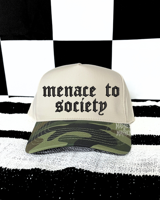menace to society camo embroidered Hat