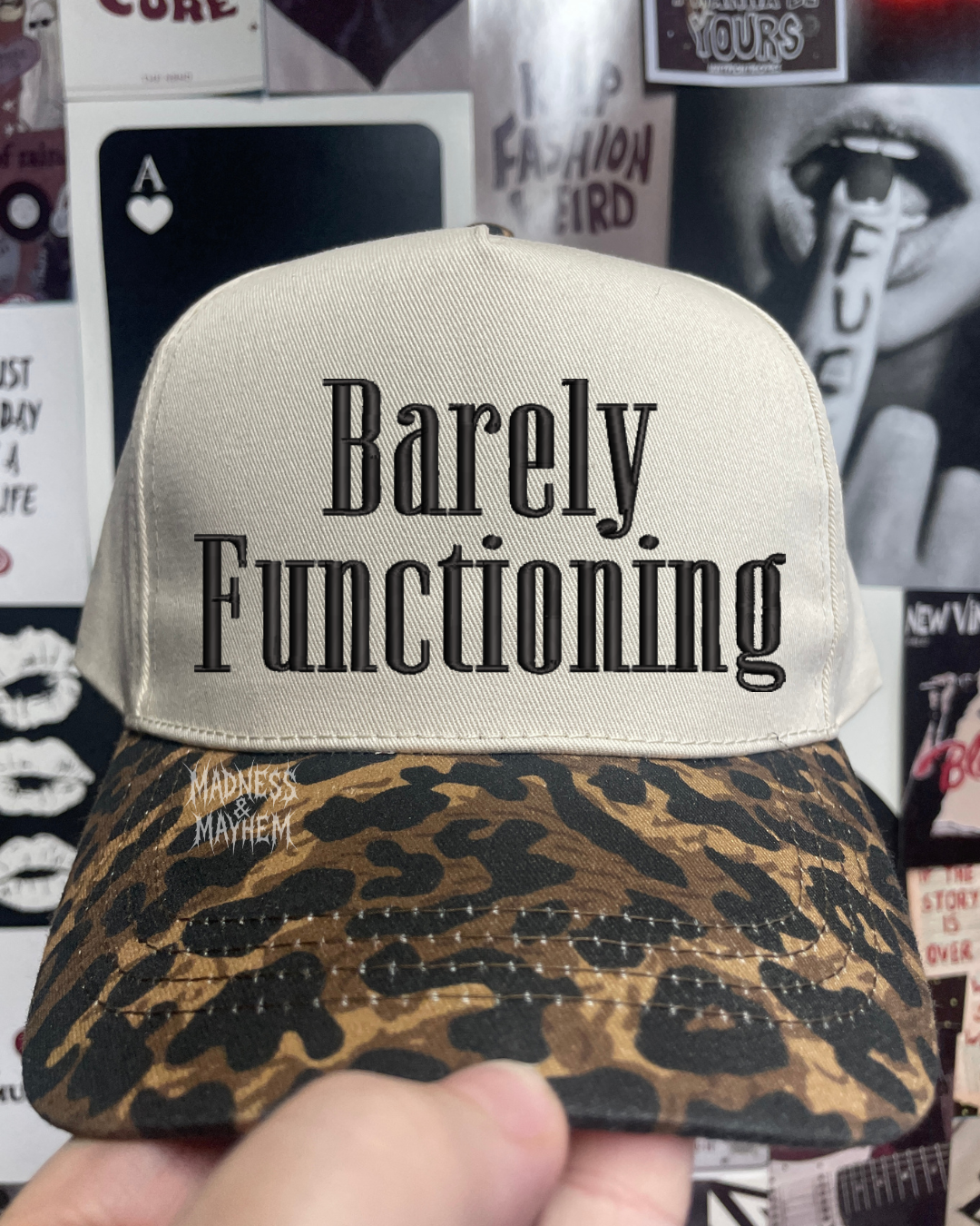Barely functioning Leopard embroidered hat