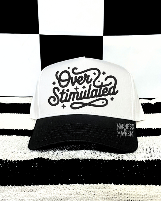 Overstimulated embroidered hat (black/white)