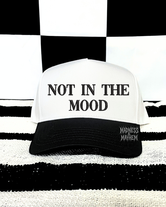 Not in the mood embroidered hat (black/white)