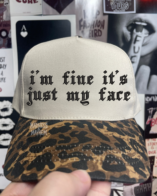 I’m fine Leopard embroidered hat