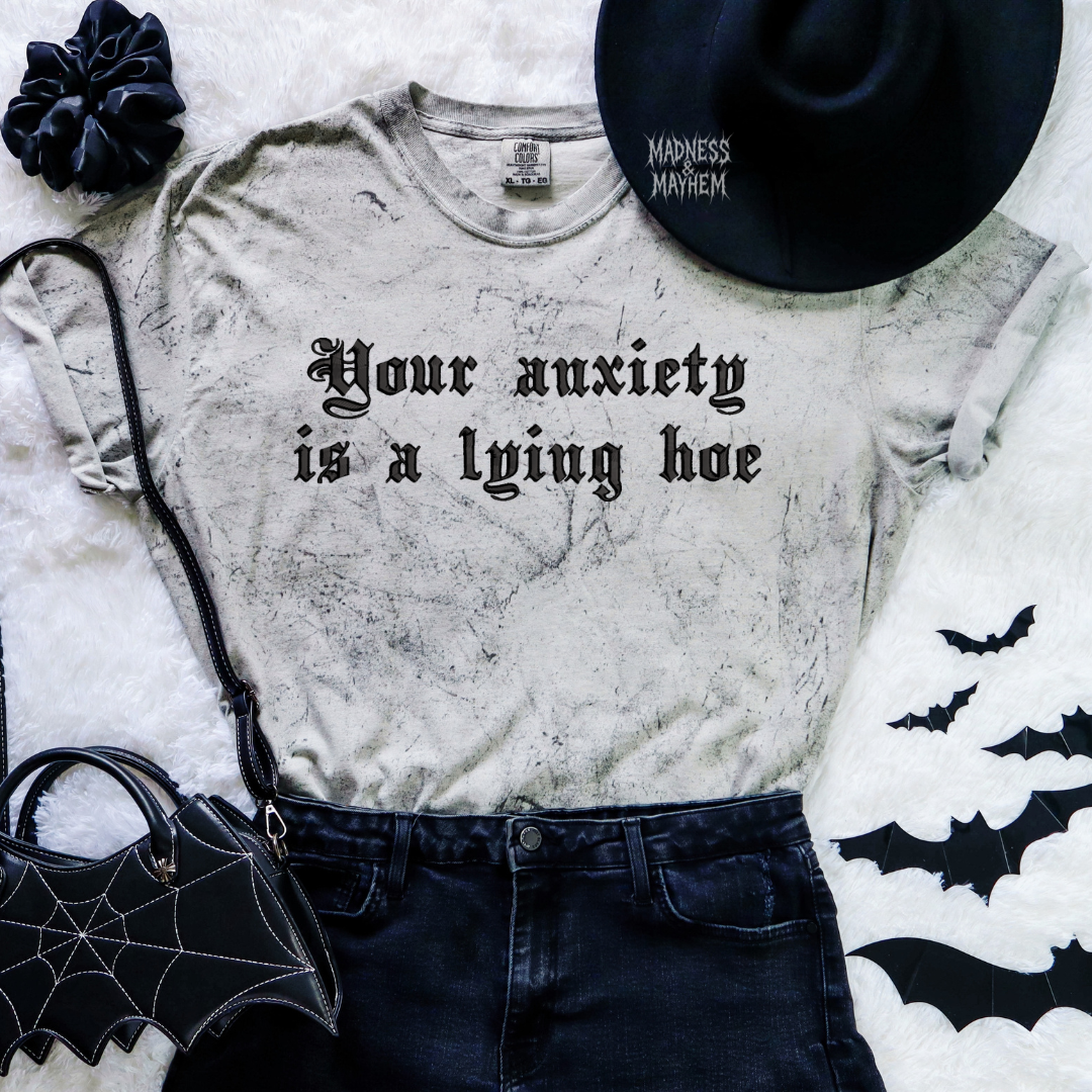 anxiety embroidered color blast tshirt