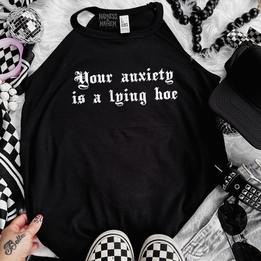 Anxiety embroidered rockstar tank