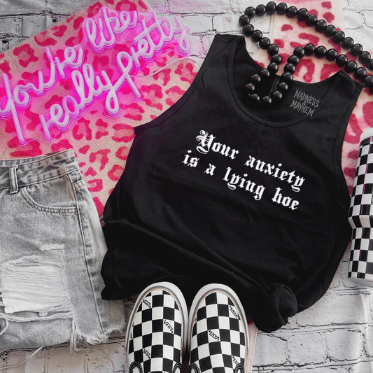Anxiety embroidered unisex tank