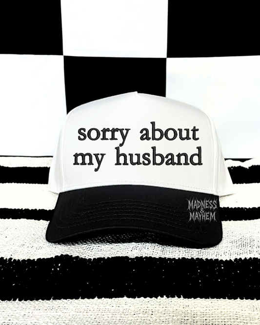 Sorry about my husband embroidered hat (black/white)