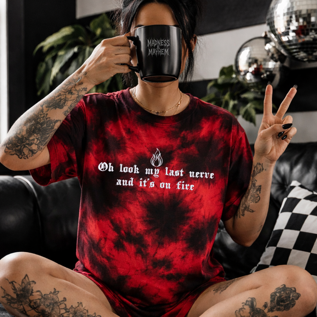 Last nerve embroidered tie dye T-shirt