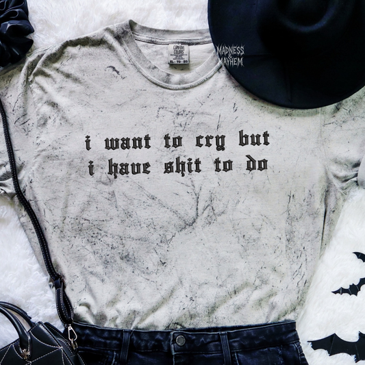 i want to cry embroidered color blast tshirt