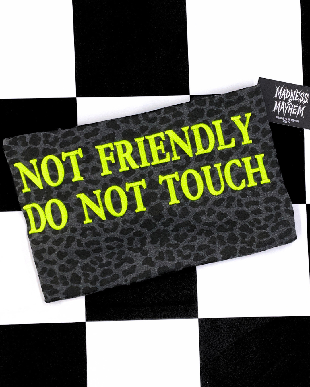 Not friendly embroidered leopard print T-shirt