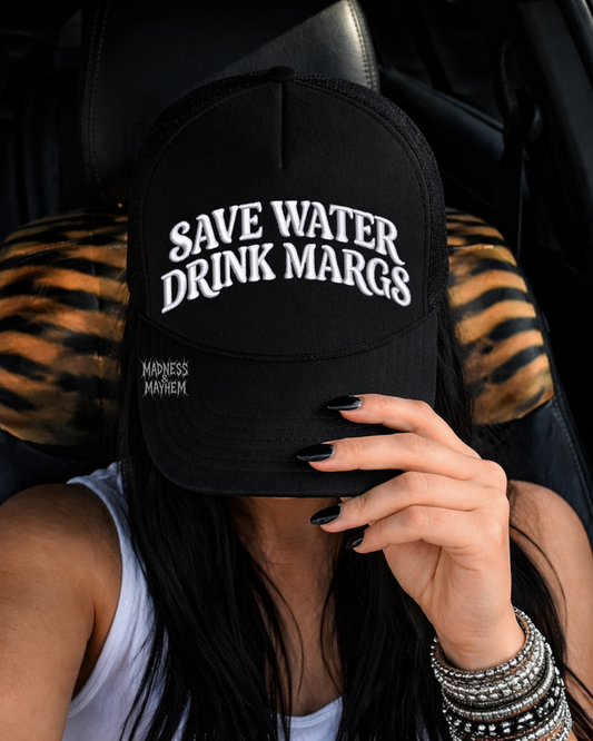 Drink margs embroidered Trucker Hat