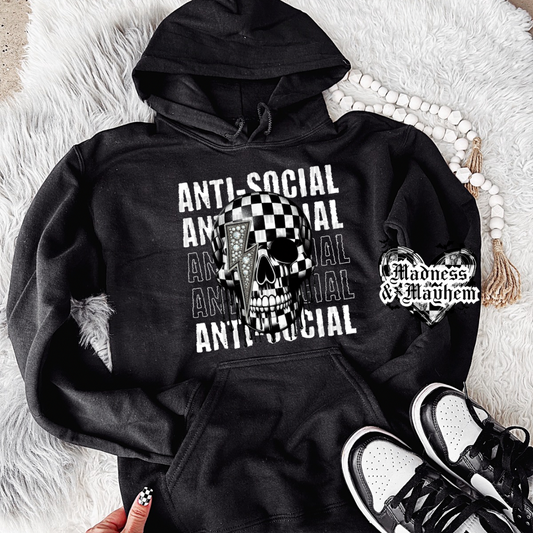 Checkered anti social hoodie (finished product)