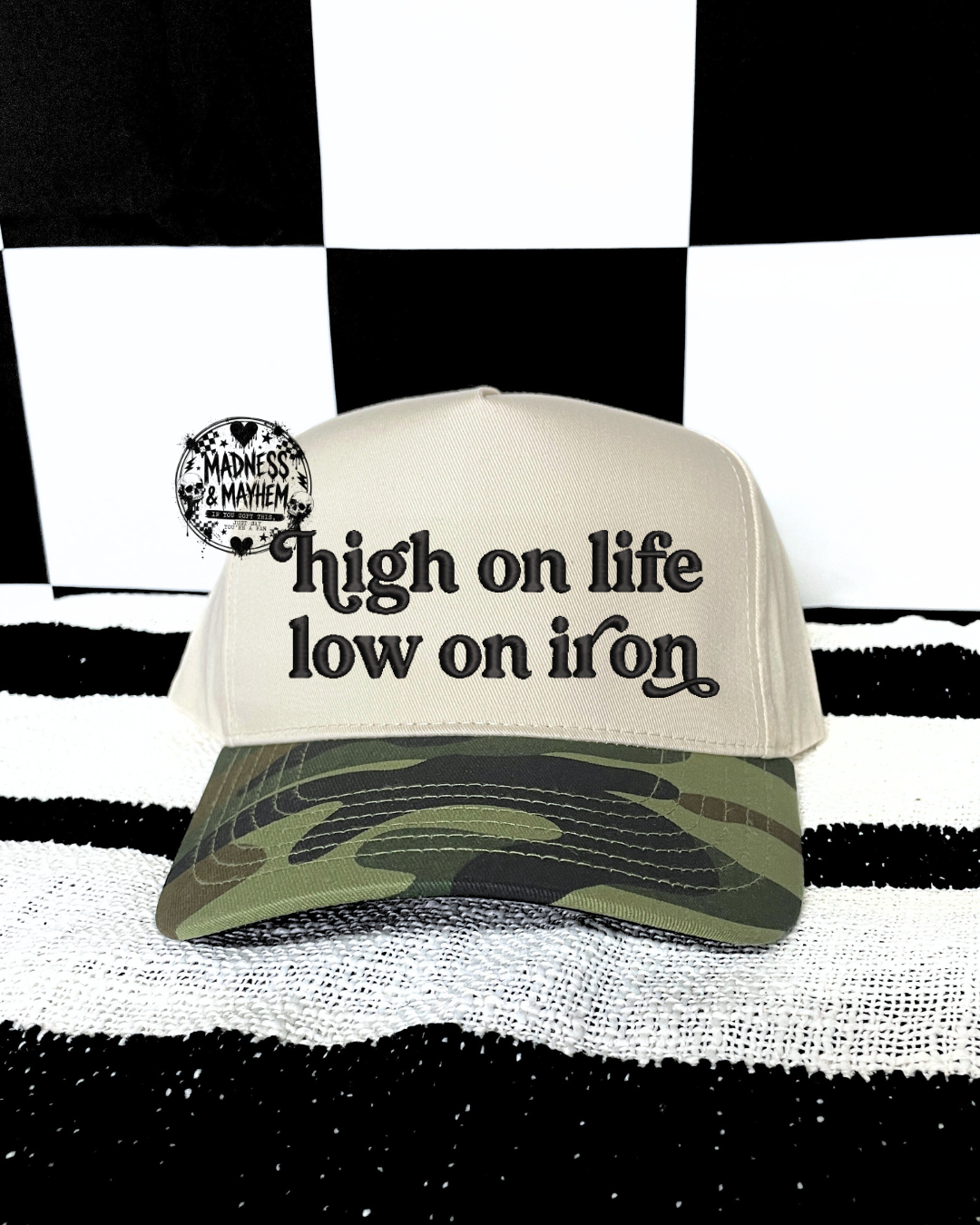 Low iron camo embroidered Hat