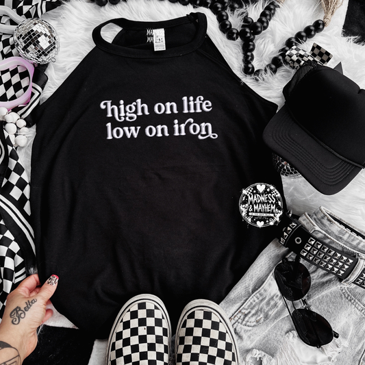 Low iron embroidered rockstar tank