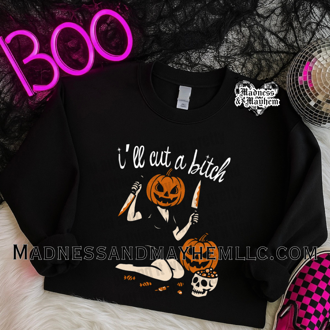 Cut a bitch Halloween crew neck sweatshirt