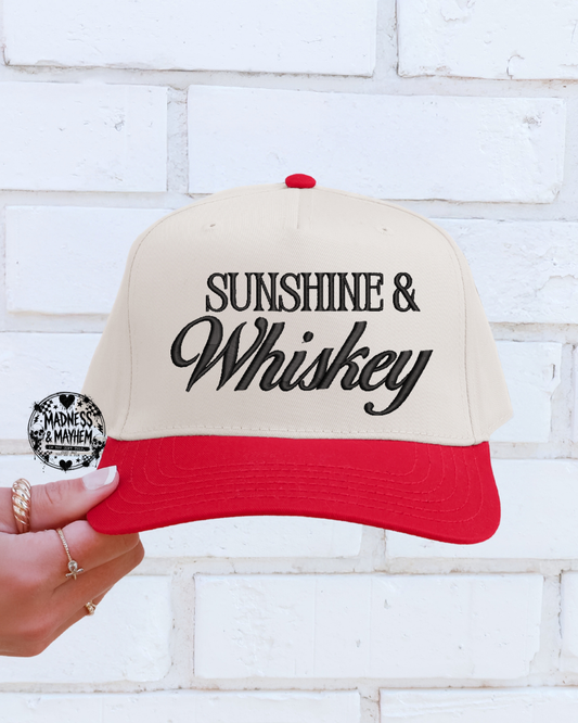 sunshine & whiskey embroidered red/nautral Hat