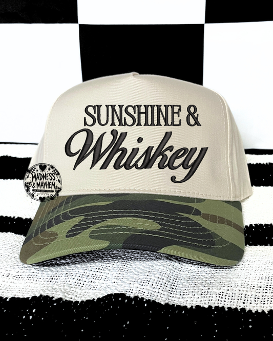 sunshine & whiskey camo embroidered Hat