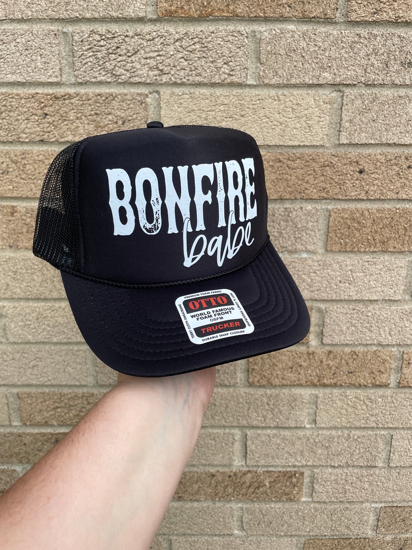 Black bonfire babe Trucker Hat