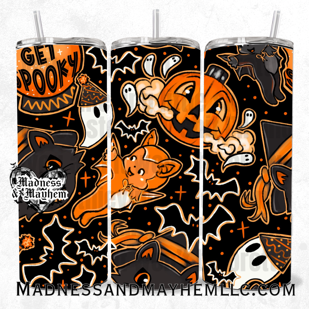 Vintage Doodle Halloween 20 oz tumbler
