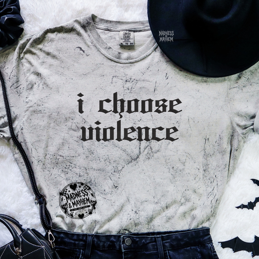 I choose violence embroidered color blast tshirt