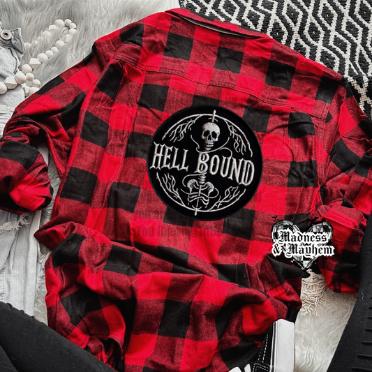 Hell Bound Faux Embroidered Patch Flannel