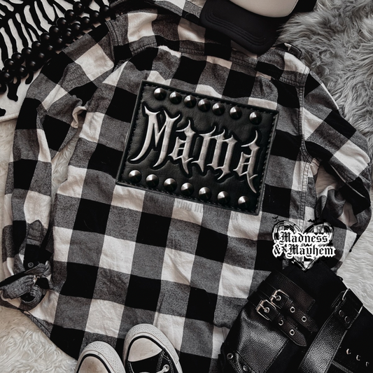 Mama Faux Leather Patch Flannel