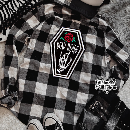 Dead Inside Faux Embroidered Flannel