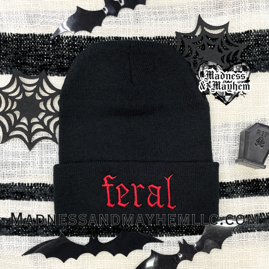 Feral embroidered beanie