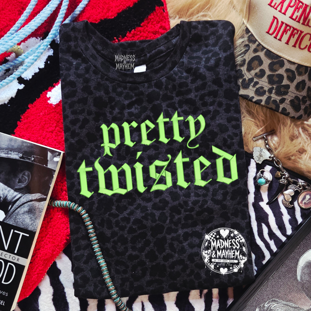 Pretty twisted embroidered leopard print T-shirt