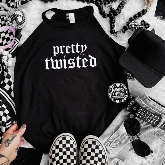 Pretty twisted embroidered rockstar tank
