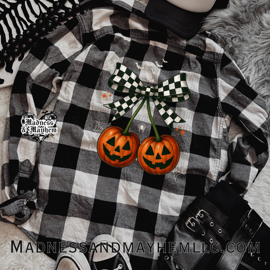 Pumpkin cherries Halloween Flannel
