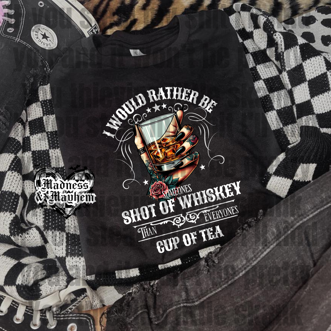 Shot of whiskey Shirt (finished product)