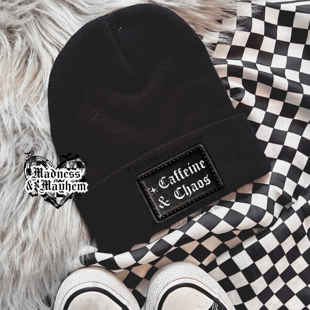 Caffeine & chaos Beanie (Finished Product)