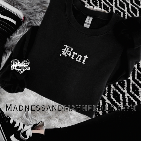 Embroidered Brat crew neck sweatshirt