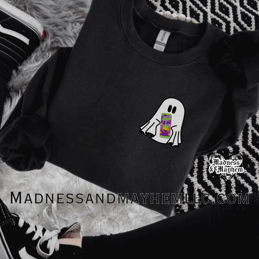 Embroidered Witches brew ghost crew neck sweatshirt