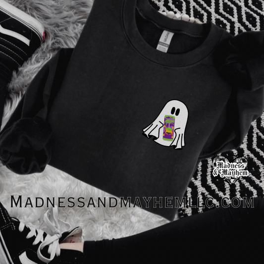 Embroidered Witches brew ghost crew neck sweatshirt