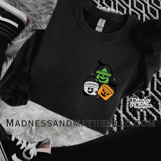 Embroidered Halloween buckets crew neck sweatshirt