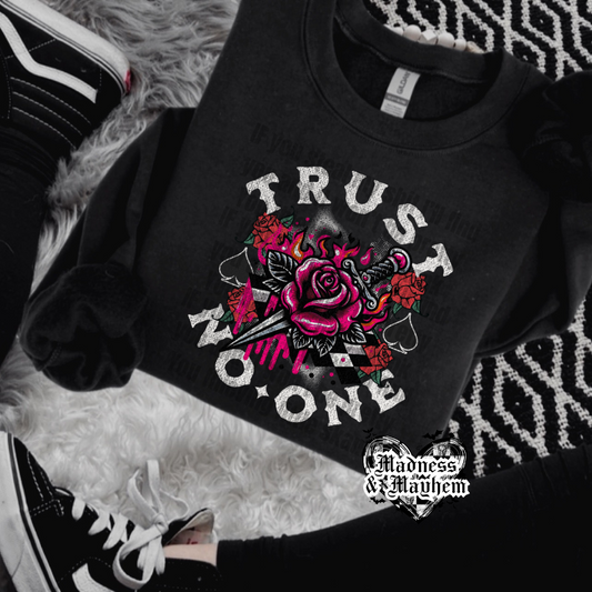 Trust no one exclusive crew neck sweatshirt (finished product)