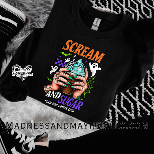 scream & sugar Halloween crew neck sweatshirt