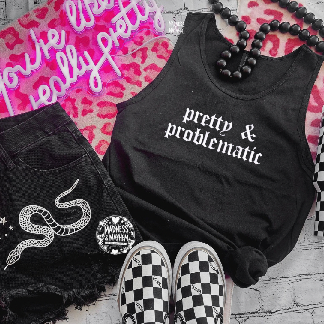 PRETTY & problematic embroidered unisex tank