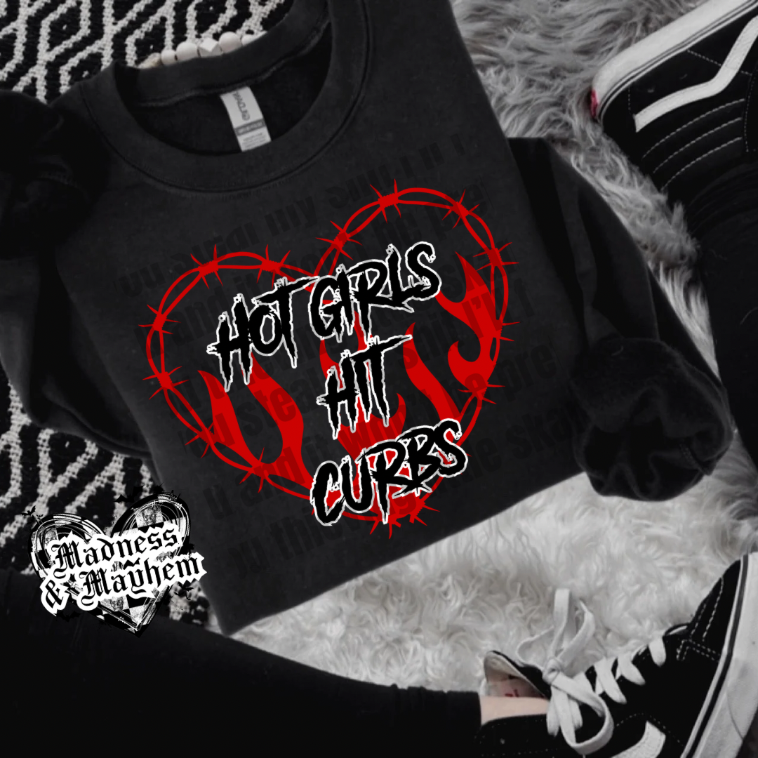 Hot girls hit curbs crew neck sweatshirt (finished product)